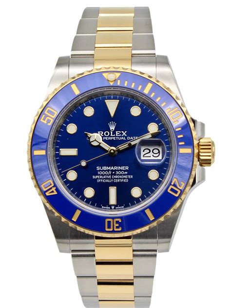 rolex gold submariner blue|rolex submariner 126613lb for sale.